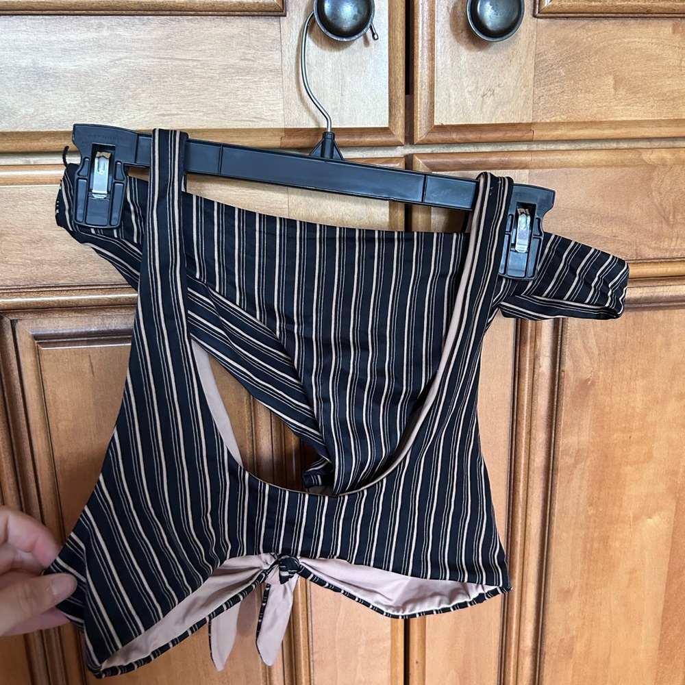 Striped bathing suit top and bottom